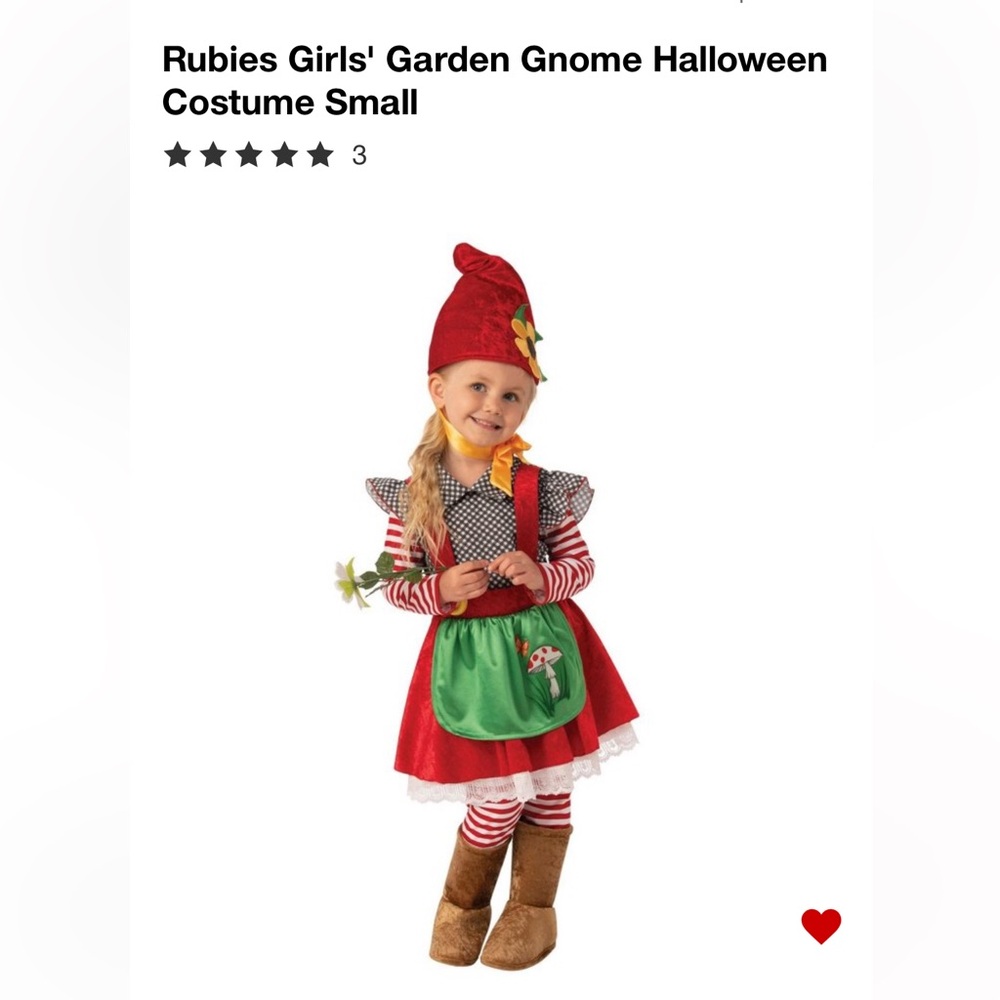 Rubies Girls Kids Red and Green Garden Gnome Costume small